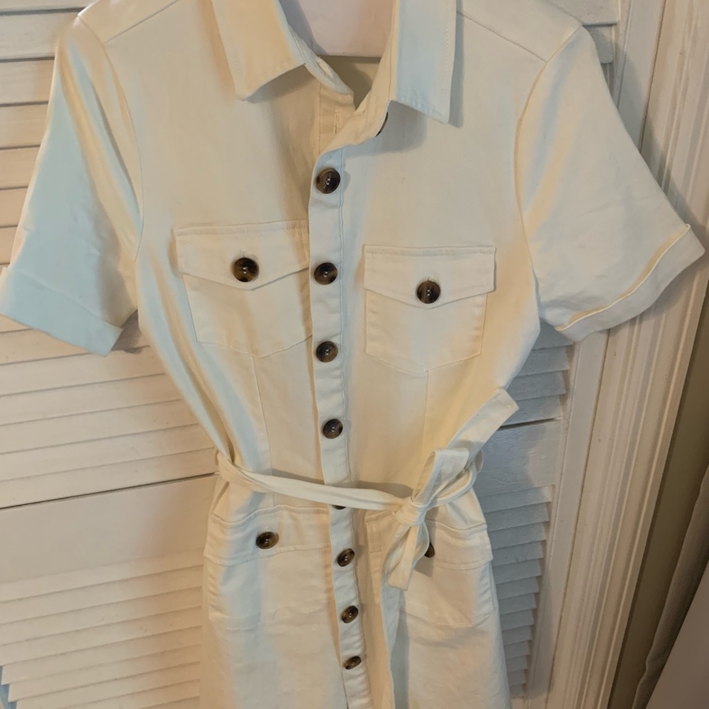 White denim dress. Size xs. NWOT